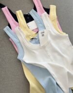 Ribbed Button Front Tank Tops Multicolor - Image 2