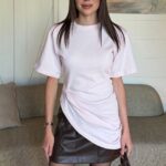 Light Pink Ruched Asymmetric T-Shirt