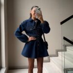 Dark Blue Denim Button-Up Mini Dress