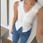 White Lace Trim Sleeveless Top