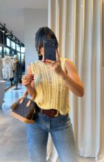 Yellow Knit Sleeveless Top - Image 2