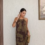 Brown Paisley Halter Maxi Dress