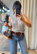Grey Knit Sleeveless Top - Image 2