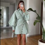 Mint Green Button-Up Shirt Dress
