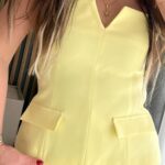 Yellow Strapless Peplum Top