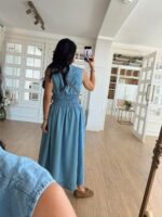 Sleeveless Light Blue Denim Maxi Dress - Image 2