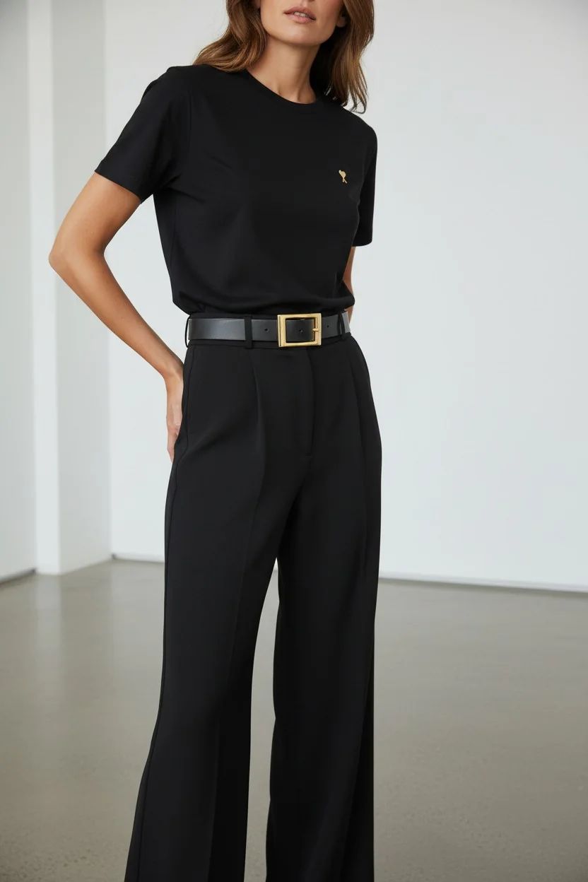 88acfc9d-e434-4719-8da1-3444d44526d4 Black Ami Short Sleeve Crewneck T-Shirt - Image 1