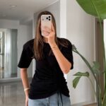 Black Ruched Side Short Sleeve Top