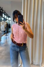 Pink Knit Sleeveless Top
