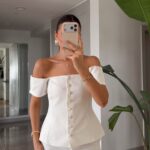 White Off Shoulder Button Down Top