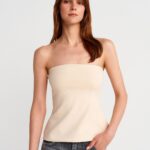 Beige Strapless Tube Top