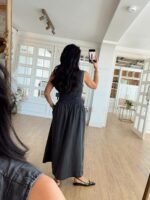 Sleeveless Black Zip Front Maxi Dress - Image 2