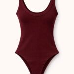 Wine Red Ribbed Tank Bodysuit