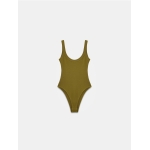 Olive Green Ribbed Bodysuit - Image 2