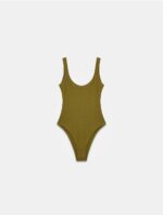 Olive Green Ribbed Bodysuit - Image 2