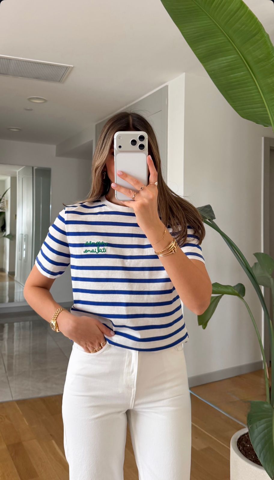 WhatsApp Image 2026-03-09 at 12.07.14 PM Blue and White Striped T-Shirt - Image 1