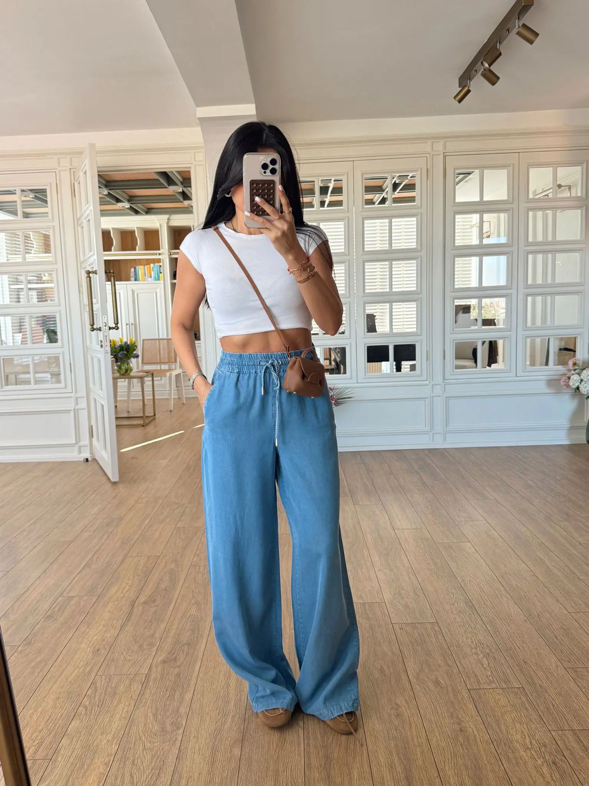 WhatsApp Image 2026-03-09 at 12.08.44 PM (1) Light Blue Wide Leg Drawstring Pants - Image 1