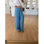 Light Blue Wide Leg Drawstring Pants - Image 3