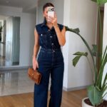 Sleeveless Dark Denim Jumpsuit