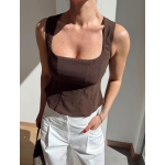 Brown Square Neck Top - Image 2