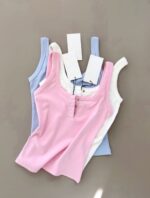 Ribbed Button Tank Top (Three Colors)