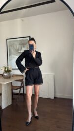 Black Blazer and Lace Shorts Set - Image 3