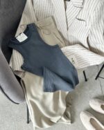 Grey Ribbed Tank Top - Image 2