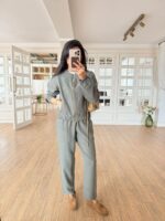 Olive Green Jacket and Pants Set - Image 2