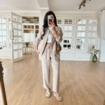 Beige Jacket and Pants Set