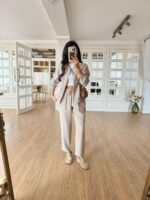 Beige Jacket and Pants Set