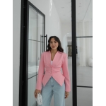 Pink Tailored Blazer With Button Detail - Image 3