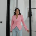 Pink Tailored Blazer With Button Detail