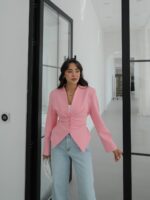 Pink Tailored Blazer With Button Detail