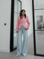 Pink Tailored Blazer With Button Detail - Image 2