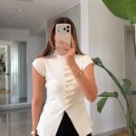 White Cap Sleeve Split Hem Top