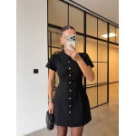 Black Button Front Short Sleeve Dress - Image 3