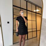 Black Button Front Short Sleeve Dress