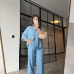 Light Blue Denim Shirt and Wide Leg Pants Set