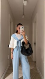 Light Blue and White Lounge Set - Image 2