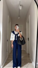 Navy Blue and White Lounge Set
