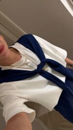 Navy Blue and White Lounge Set - Image 2