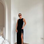 Black Midi Dress With Front Slit