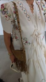 Cream Embroidered Two Piece Skirt Set - Image 5