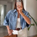 Blue Denim Cropped Jacket