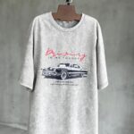 Gray Vintage Car Graphic T-Shirt
