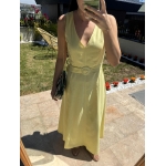 Sleeveless Yellow Belted Midi Dress - Image 2