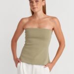 Olive Green Strapless Tube Top