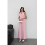Women's Pink Sleeveless Pant Suit Set - Image 3