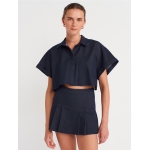 Navy Short Sleeve Crop Top with Skort Set - Image 2