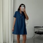 Short Sleeve Blue Denim Shirt Dress